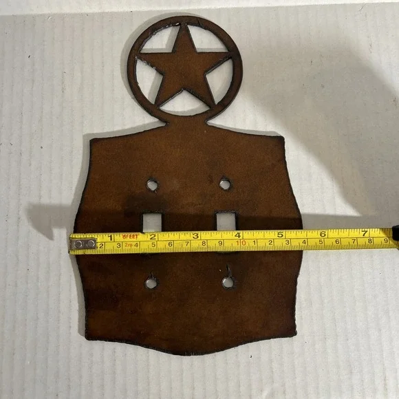 Rodeo Texas Star Western Cowboy metal light switch plate cover rustic home doubl - Picture 3 of 4